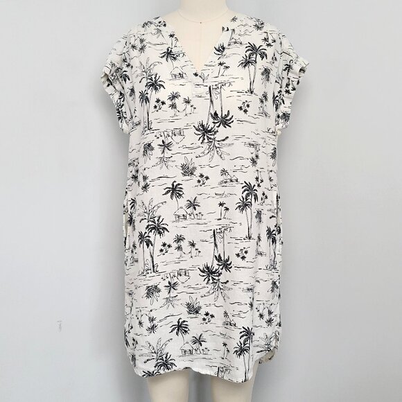 ANA Linen Blend Hawaiian Print T-Shirt Dress – Beach Cover-Up / Tunic Size XS - Picture 1 of 14